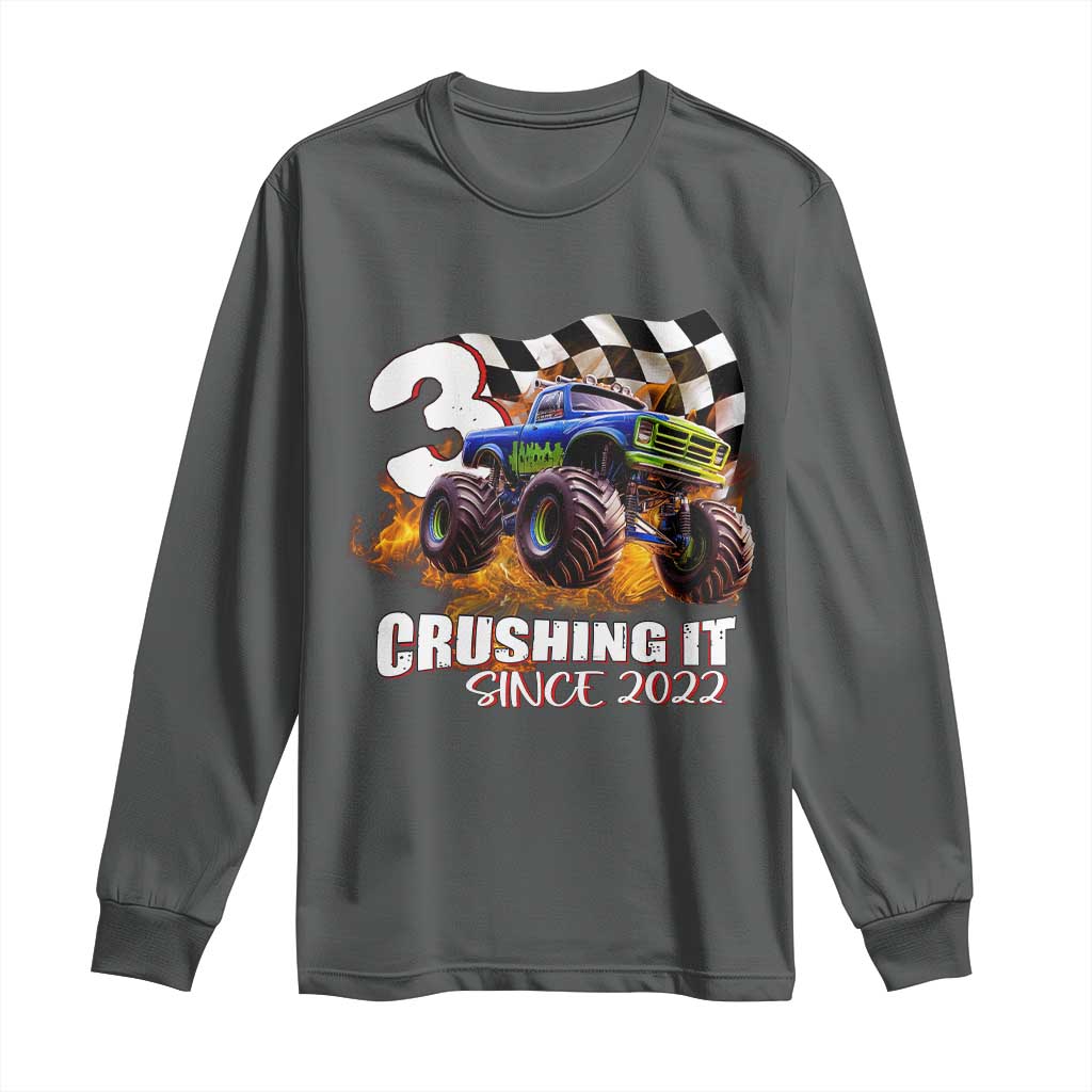 Monster Truck Birthday Long Sleeve Shirt Happy 3rd Bday Party 3 Years Old Boy