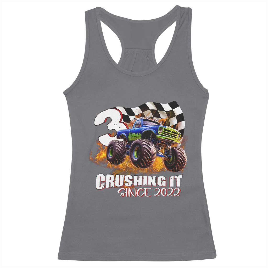 Monster Truck Birthday Racerback Tank Top Happy 3rd Bday Party 3 Years Old Boy