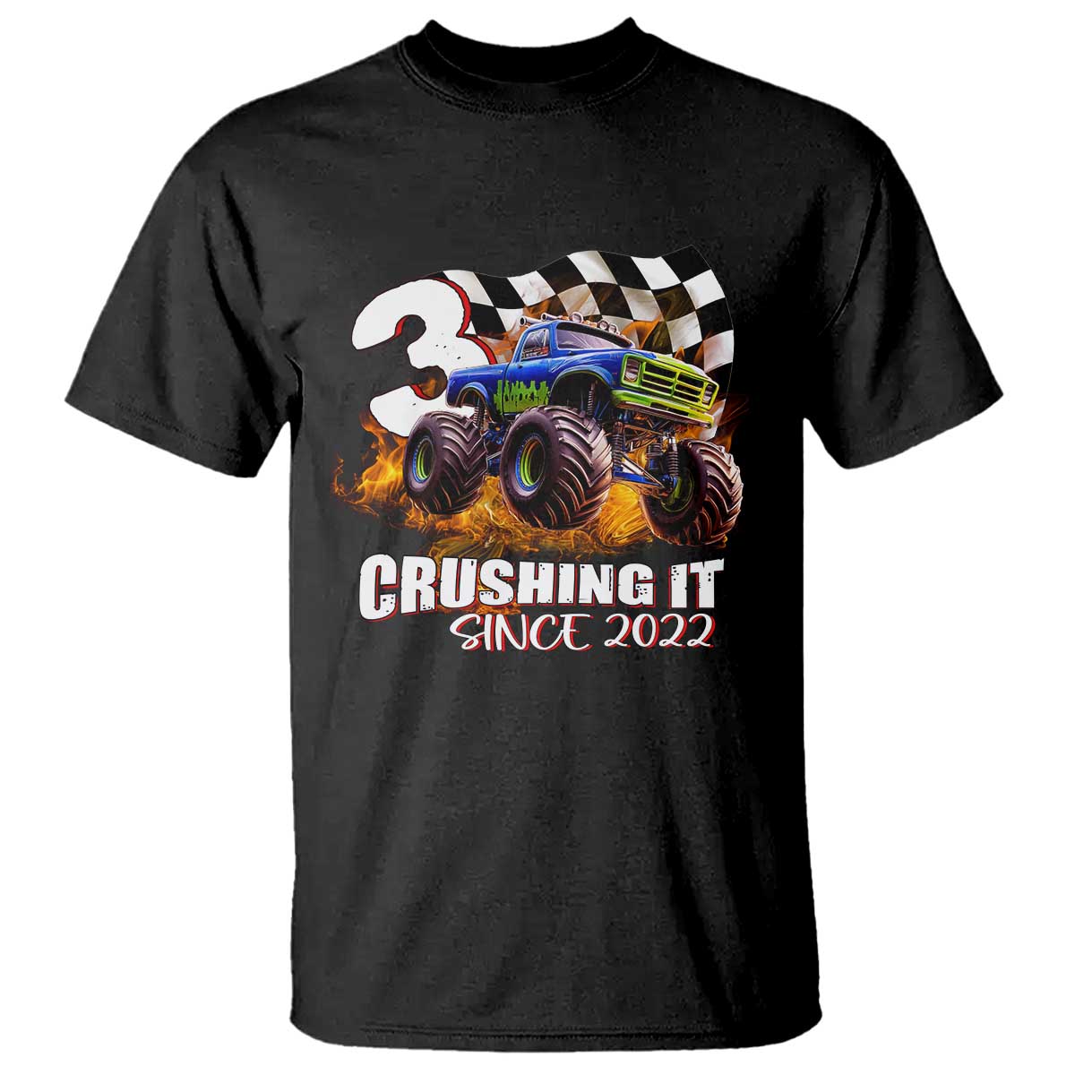 Monster Truck Birthday T Shirt Happy 3rd Bday Party 3 Years Old Boy