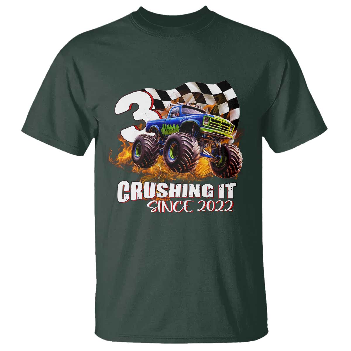 Monster Truck Birthday T Shirt Happy 3rd Bday Party 3 Years Old Boy