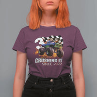 Monster Truck Birthday T Shirt For Women Happy 3rd Bday Party 3 Years Old Boy