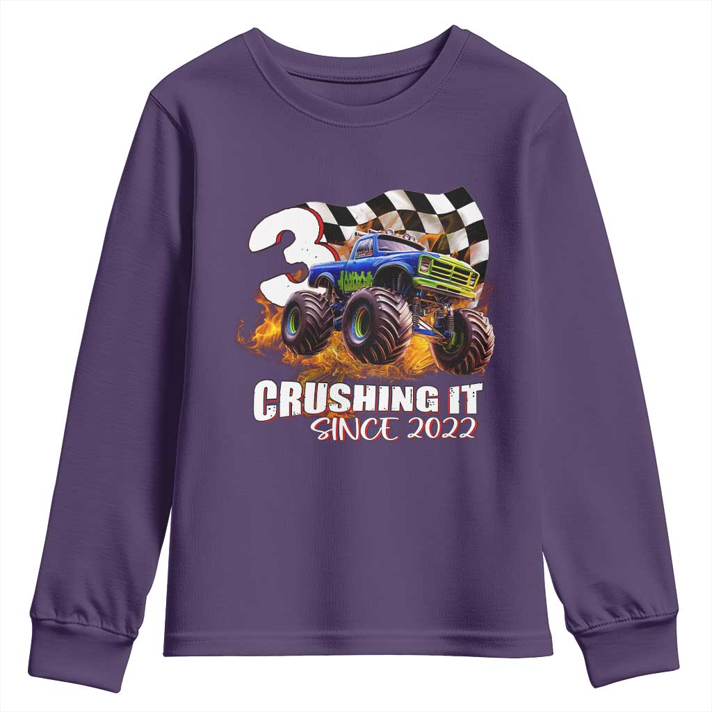Monster Truck Birthday Youth Sweatshirt Happy 3rd Bday Party 3 Years Old Boy