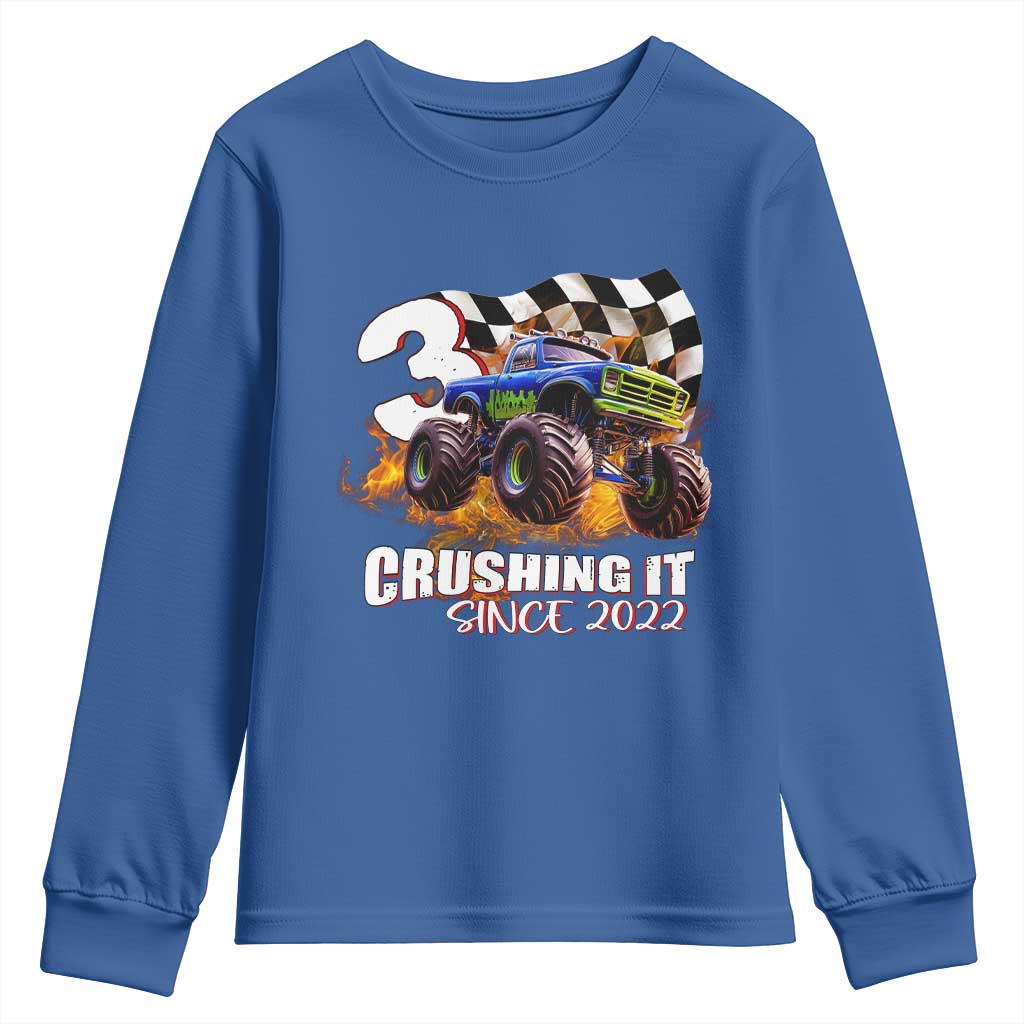 Monster Truck Birthday Youth Sweatshirt Happy 3rd Bday Party 3 Years Old Boy