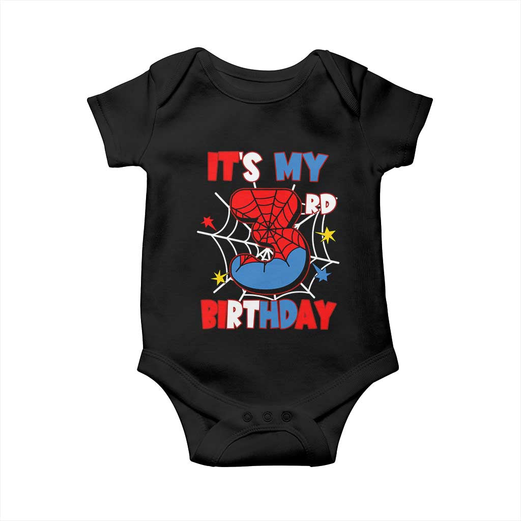 Spider Birthday Baby Onesie It's My 3rd Bday Party 3 Years Old Boy