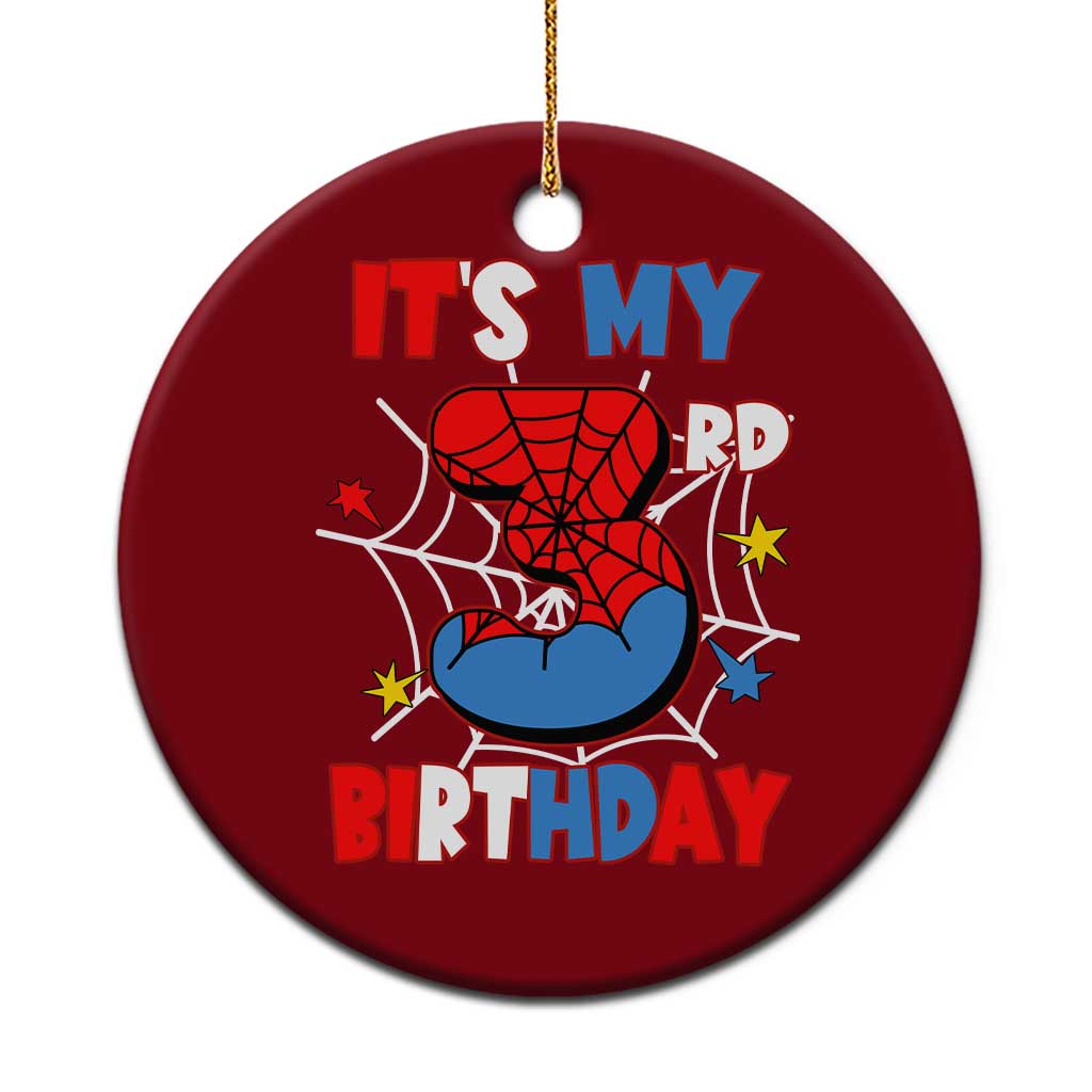 Spider Birthday Ceramic Ornament It's My 3rd Bday Party 3 Years Old Boy - Wonder Print Shop