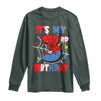 Spider Birthday Long Sleeve Shirt It's My 3rd Bday Party 3 Years Old Boy