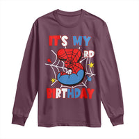 Spider Birthday Long Sleeve Shirt It's My 3rd Bday Party 3 Years Old Boy