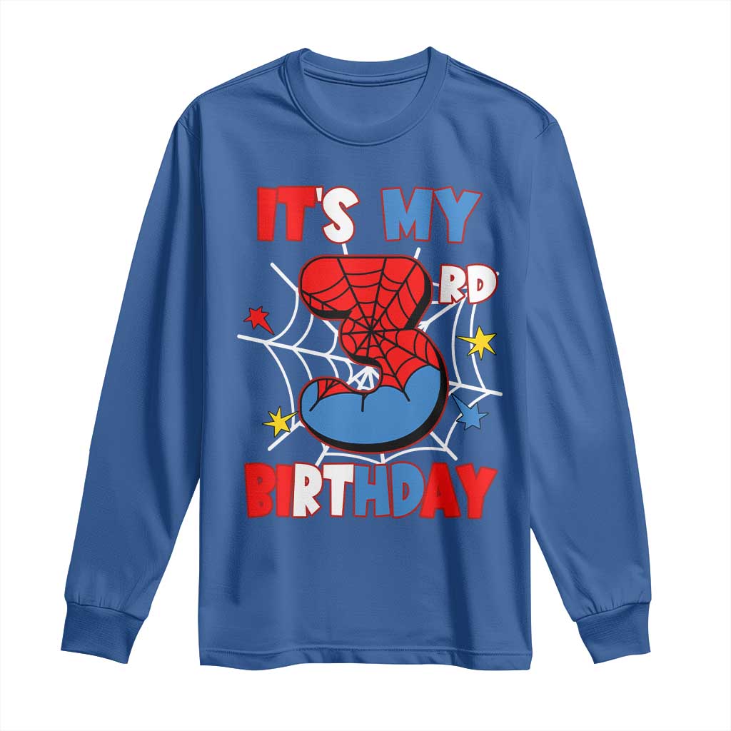 Spider Birthday Long Sleeve Shirt It's My 3rd Bday Party 3 Years Old Boy
