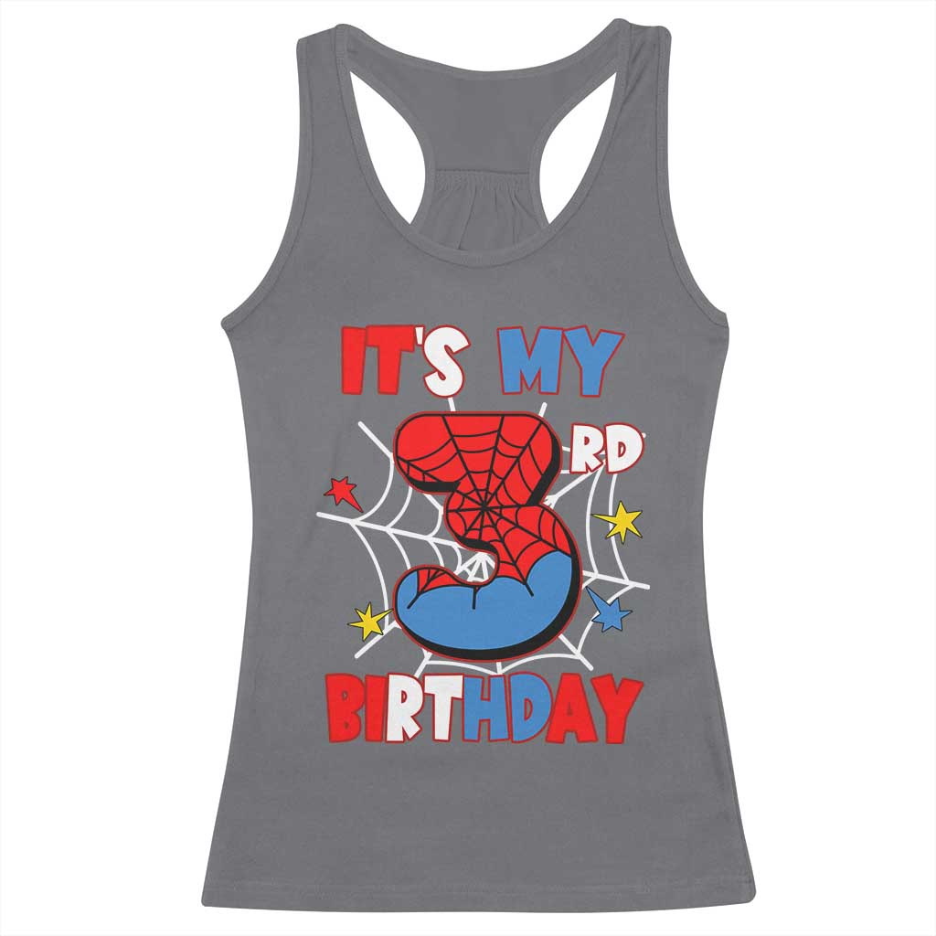 Spider Birthday Racerback Tank Top It's My 3rd Bday Party 3 Years Old Boy