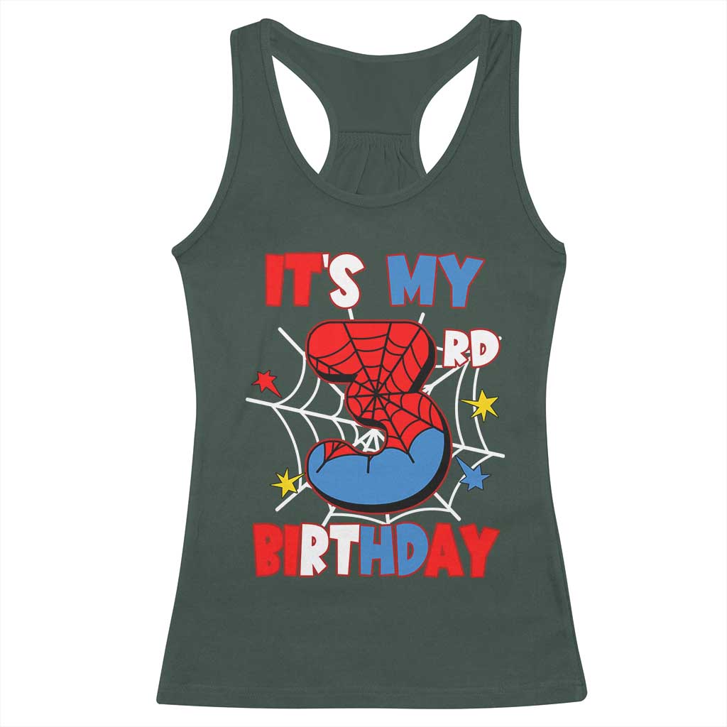 Spider Birthday Racerback Tank Top It's My 3rd Bday Party 3 Years Old Boy