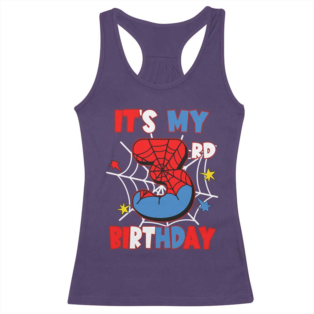 Spider Birthday Racerback Tank Top It's My 3rd Bday Party 3 Years Old Boy