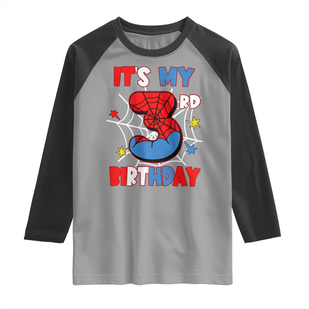 Spider Birthday Raglan Shirt It's My 3rd Bday Party 3 Years Old Boy