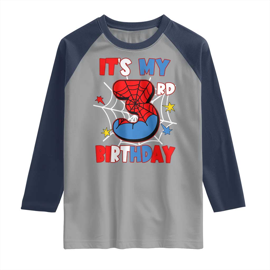 Spider Birthday Raglan Shirt It's My 3rd Bday Party 3 Years Old Boy