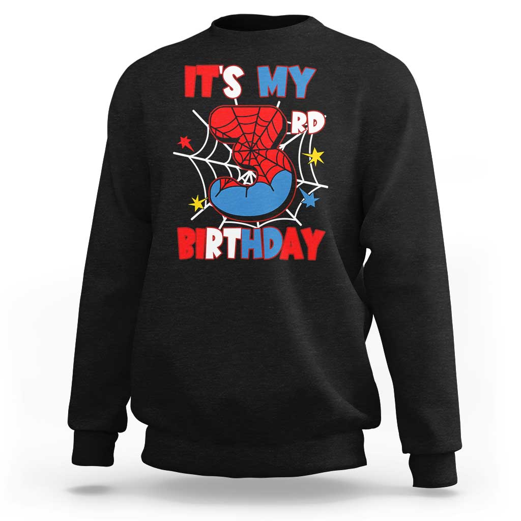 Spider Birthday Sweatshirt It's My 3rd Bday Party 3 Years Old Boy