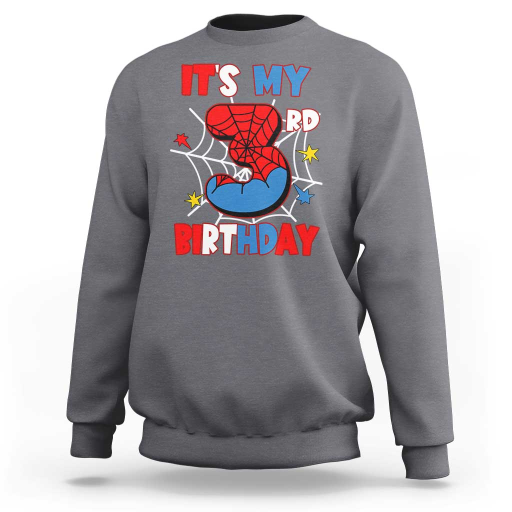 Spider Birthday Sweatshirt It's My 3rd Bday Party 3 Years Old Boy