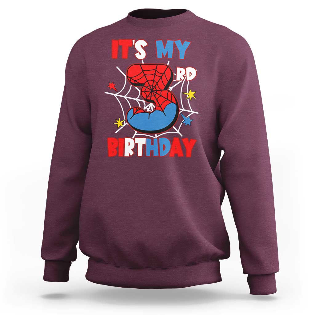 Spider Birthday Sweatshirt It's My 3rd Bday Party 3 Years Old Boy