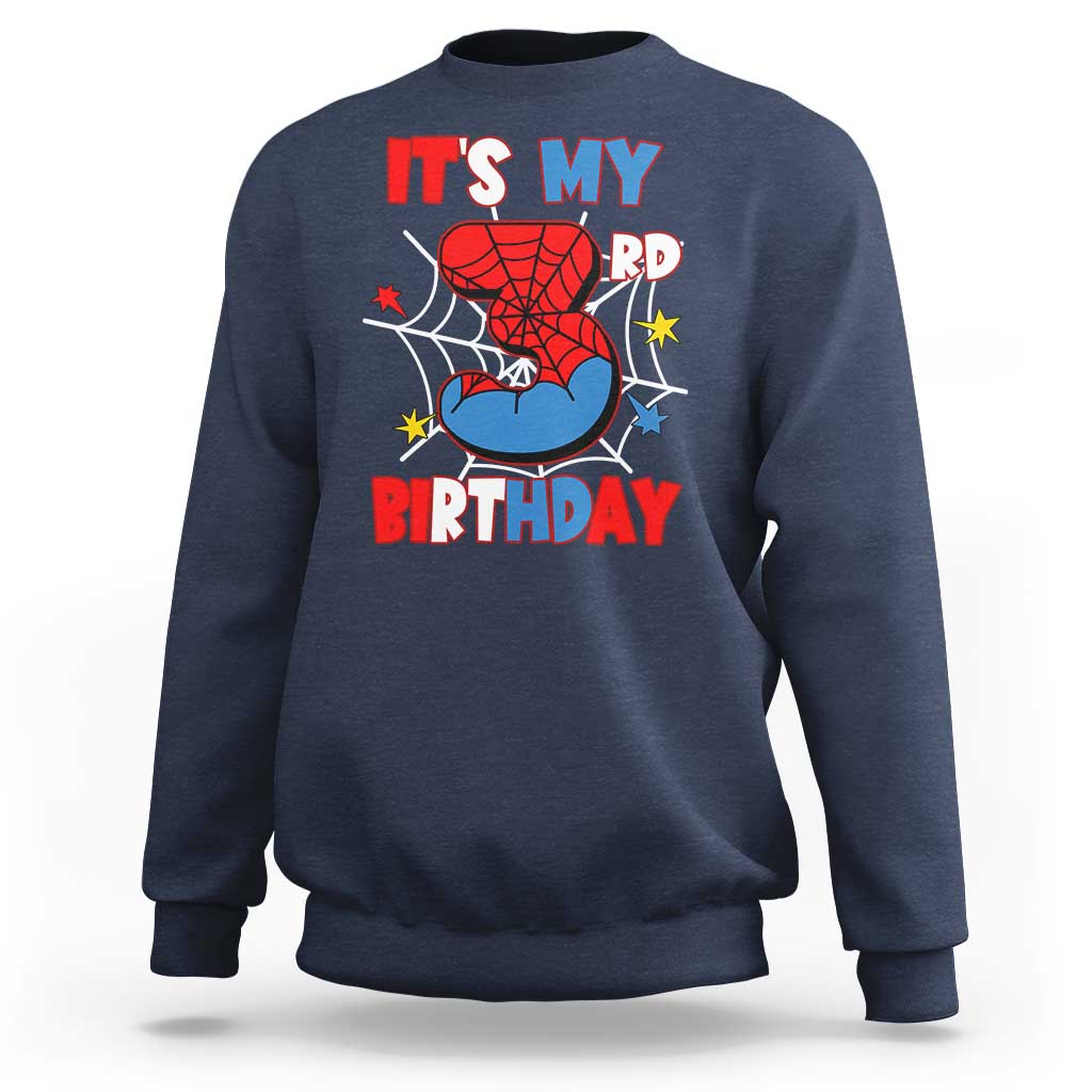 Spider Birthday Sweatshirt It's My 3rd Bday Party 3 Years Old Boy