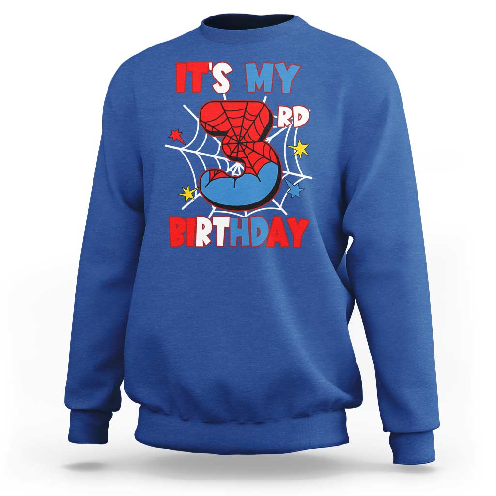 Spider Birthday Sweatshirt It's My 3rd Bday Party 3 Years Old Boy