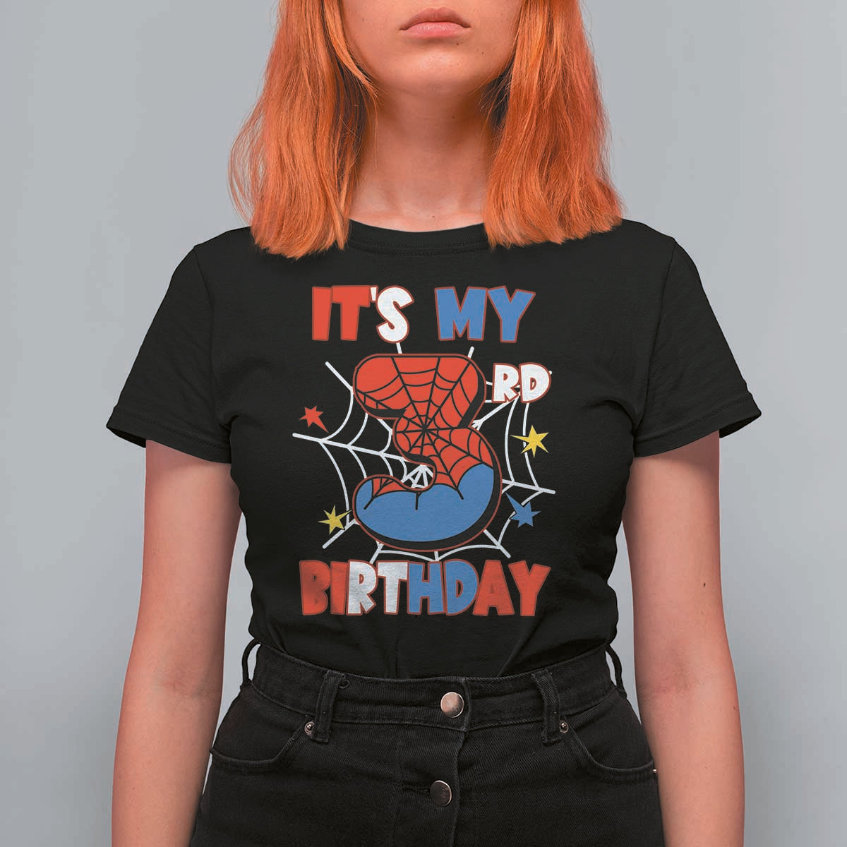 Spider Birthday T Shirt For Women It's My 3rd Bday Party 3 Years Old Boy