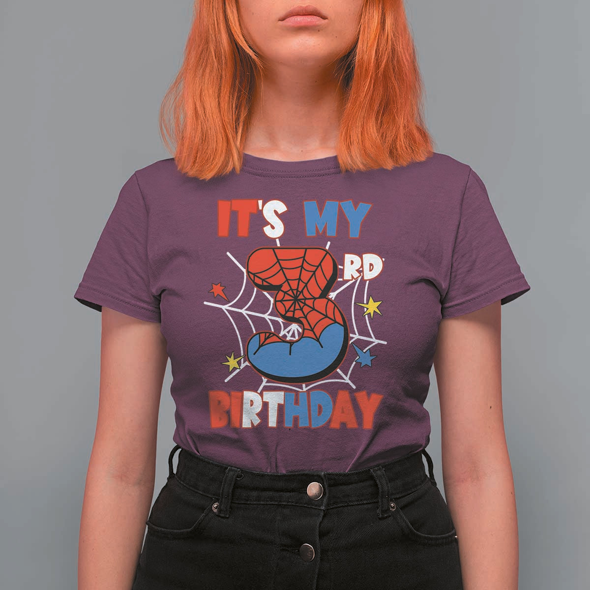 Spider Birthday T Shirt For Women It's My 3rd Bday Party 3 Years Old Boy