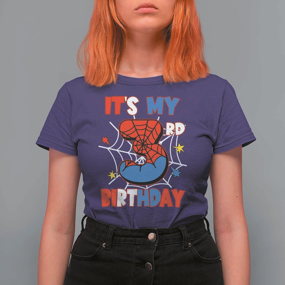 Spider Birthday T Shirt For Women It's My 3rd Bday Party 3 Years Old Boy