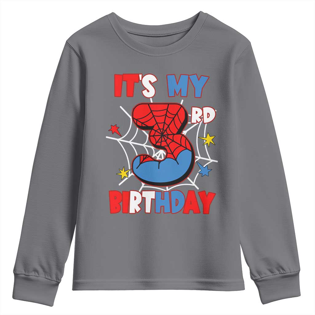 Spider Birthday Youth Sweatshirt It's My 3rd Bday Party 3 Years Old Boy