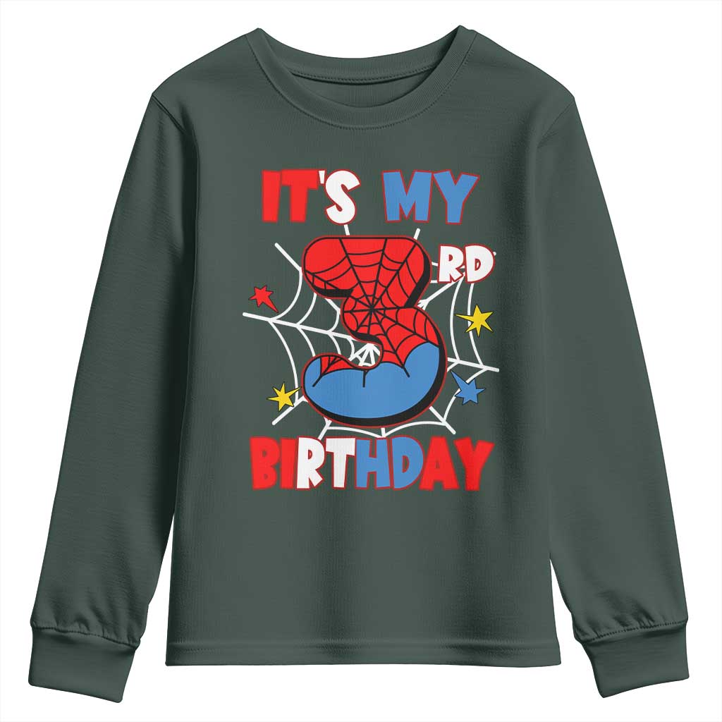 Spider Birthday Youth Sweatshirt It's My 3rd Bday Party 3 Years Old Boy