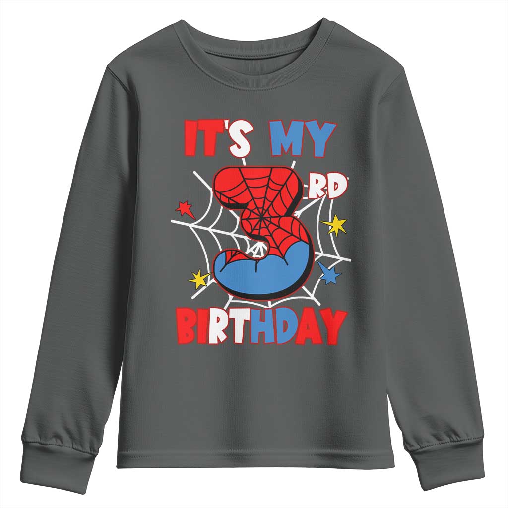 Spider Birthday Youth Sweatshirt It's My 3rd Bday Party 3 Years Old Boy