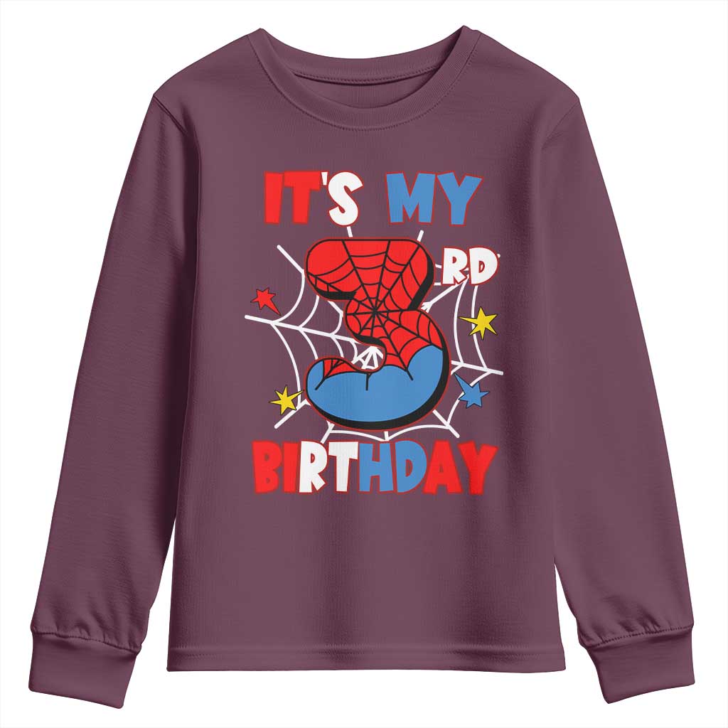 Spider Birthday Youth Sweatshirt It's My 3rd Bday Party 3 Years Old Boy