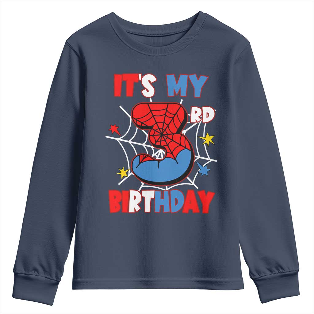 Spider Birthday Youth Sweatshirt It's My 3rd Bday Party 3 Years Old Boy