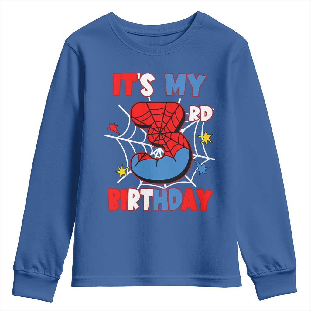 Spider Birthday Youth Sweatshirt It's My 3rd Bday Party 3 Years Old Boy