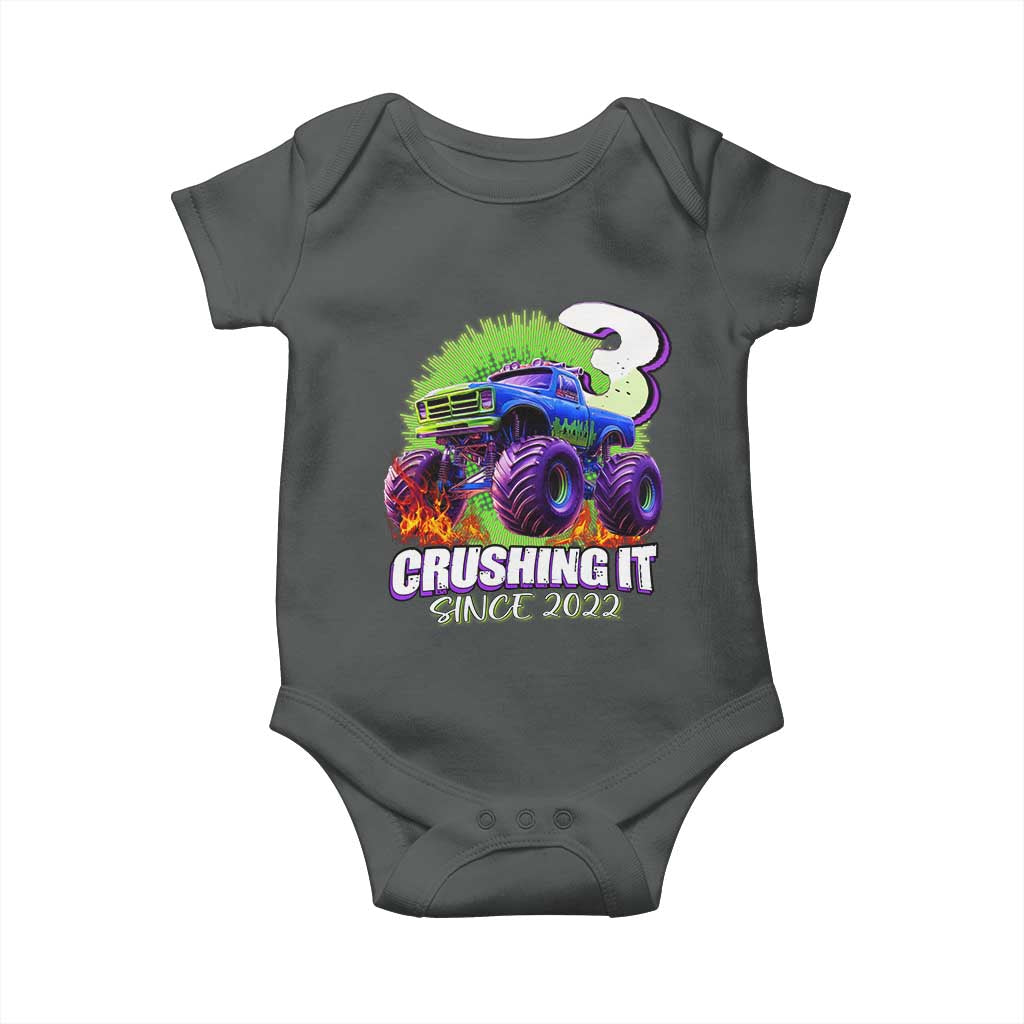 Monster Truck Birthday Baby Onesie 3 Years Old Boys Happy 3rd Bday Party