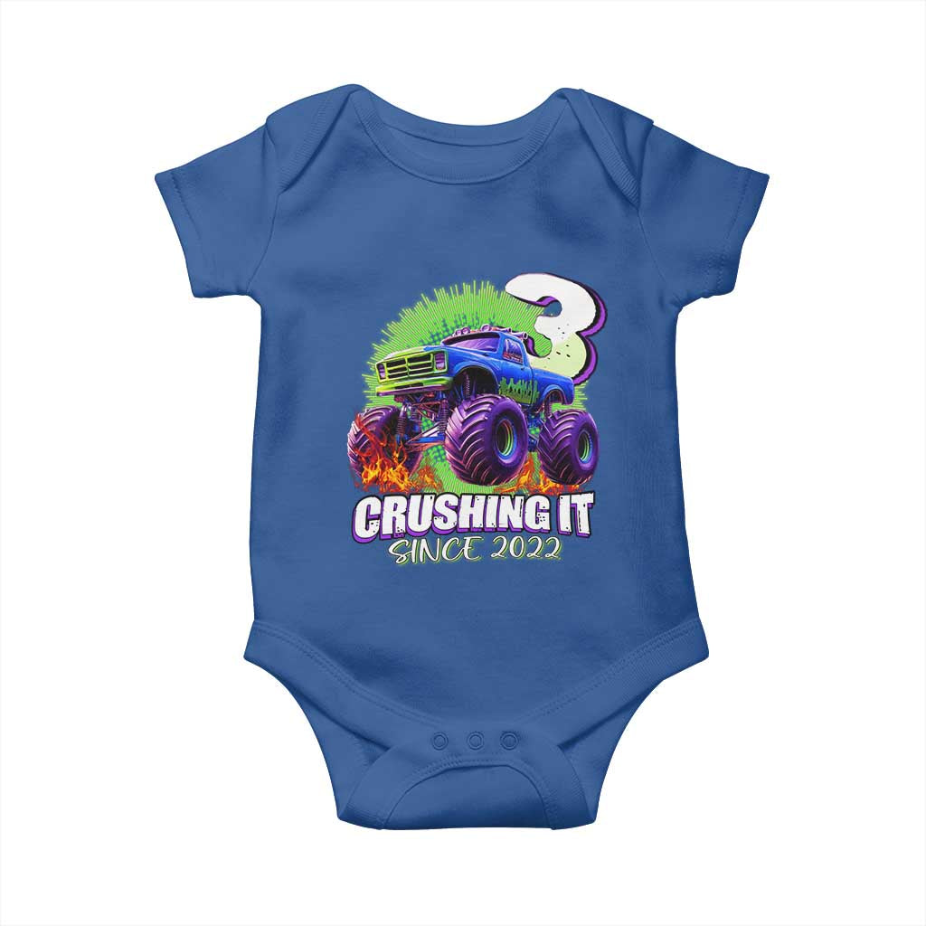 Monster Truck Birthday Baby Onesie 3 Years Old Boys Happy 3rd Bday Party