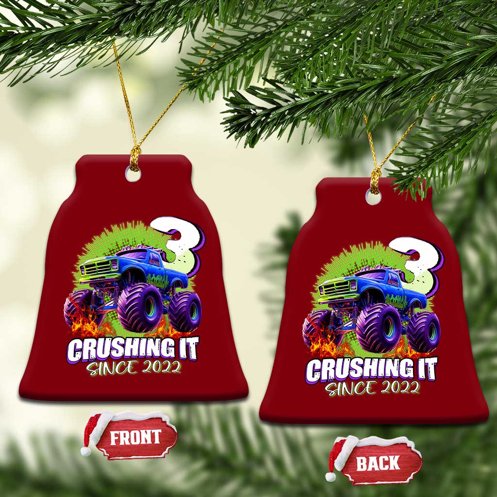 Monster Truck Birthday Ceramic Ornament 3 Years Old Boys Happy 3rd Bday Party - Wonder Print Shop