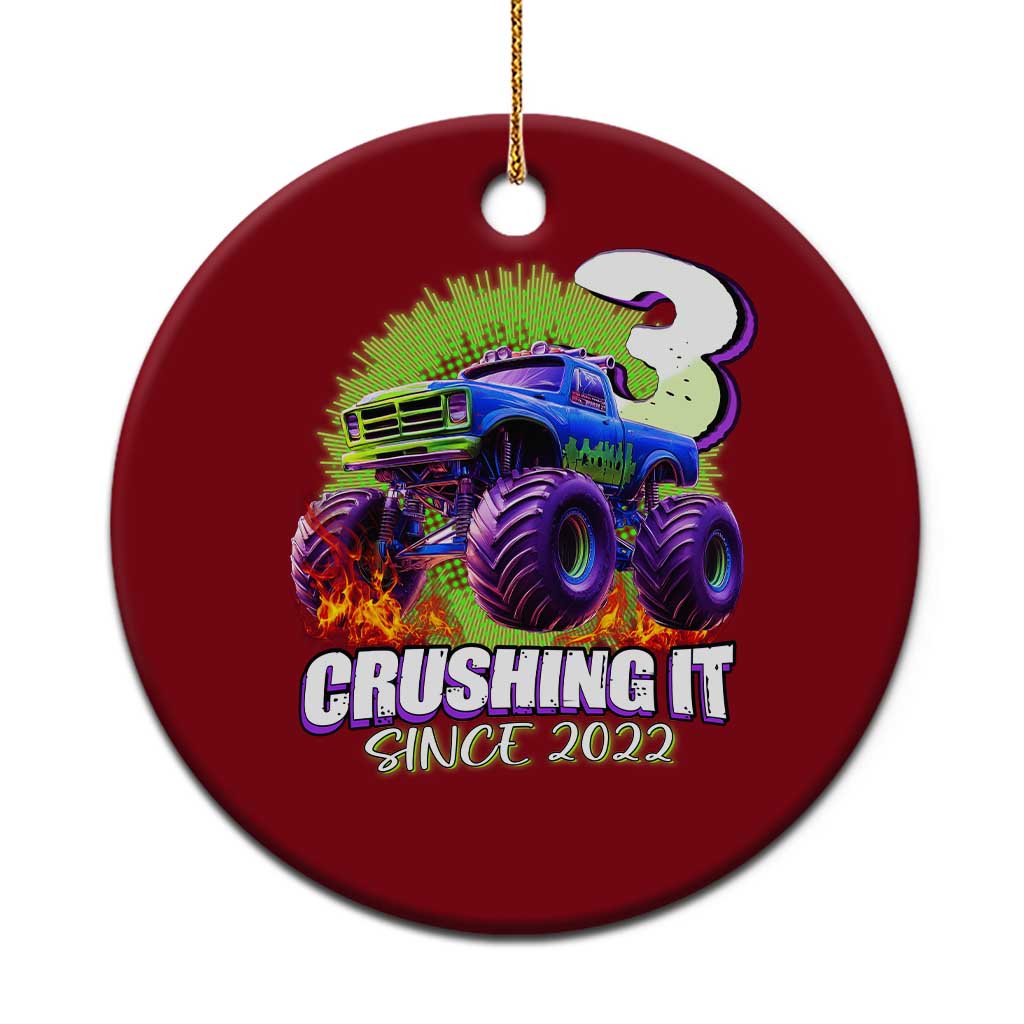 Monster Truck Birthday Ceramic Ornament 3 Years Old Boys Happy 3rd Bday Party - Wonder Print Shop
