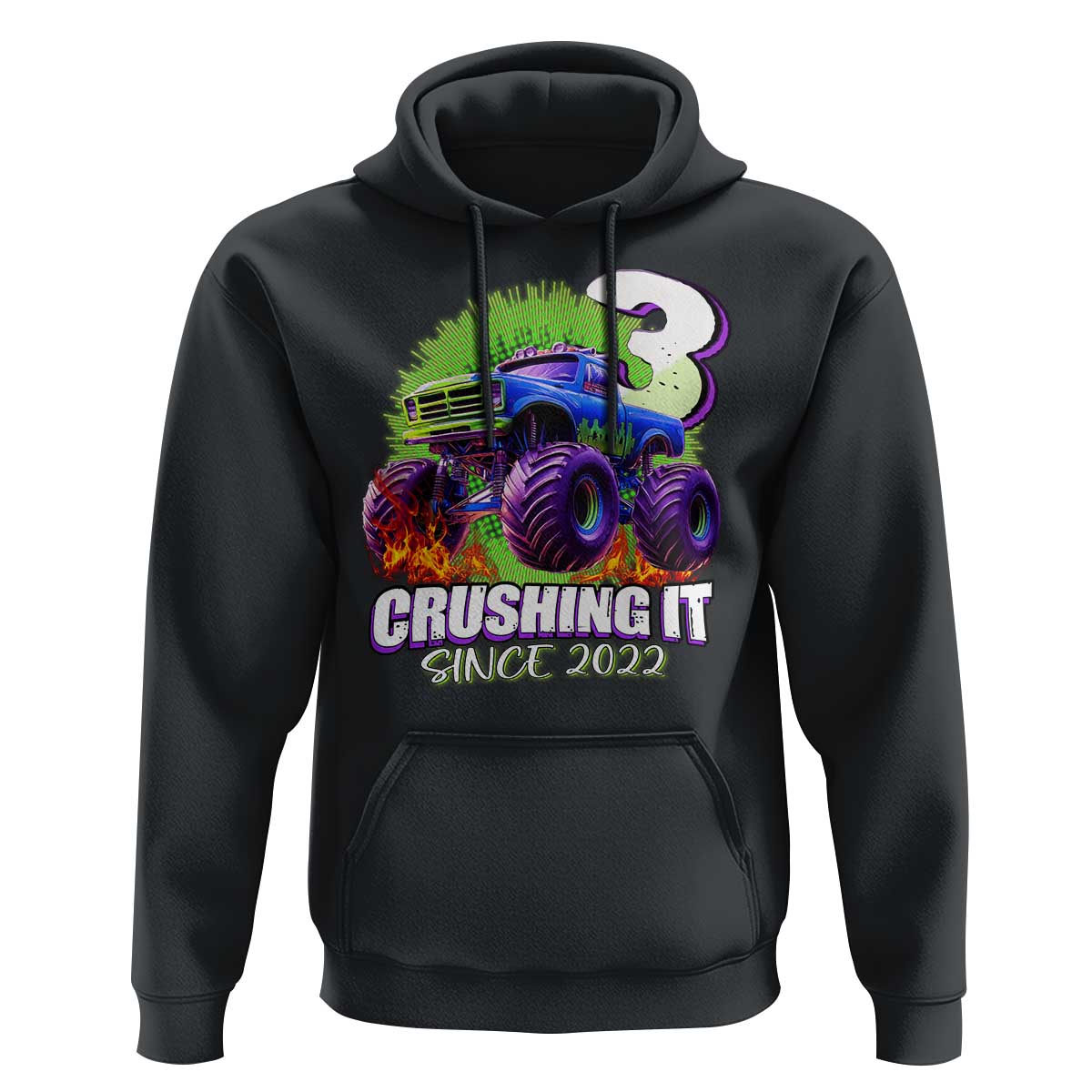 Monster Truck Birthday Hoodie 3 Years Old Boys Happy 3rd Bday Party