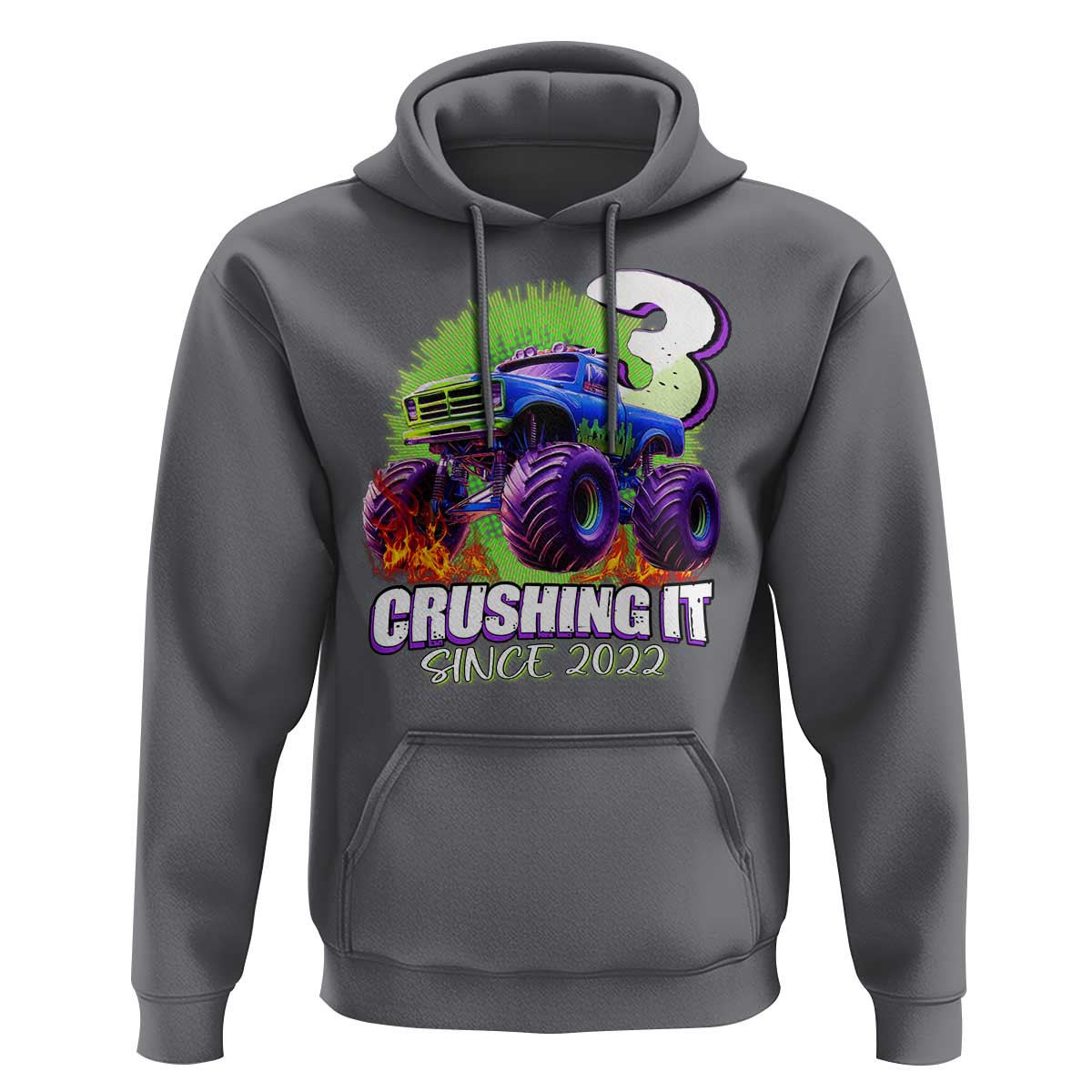 Monster Truck Birthday Hoodie 3 Years Old Boys Happy 3rd Bday Party