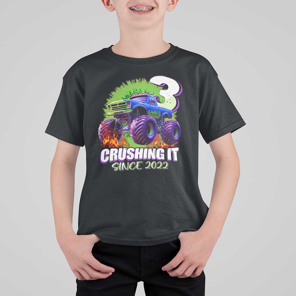 Monster Truck Birthday T Shirt For Kid 3 Years Old Boys Happy 3rd Bday Party