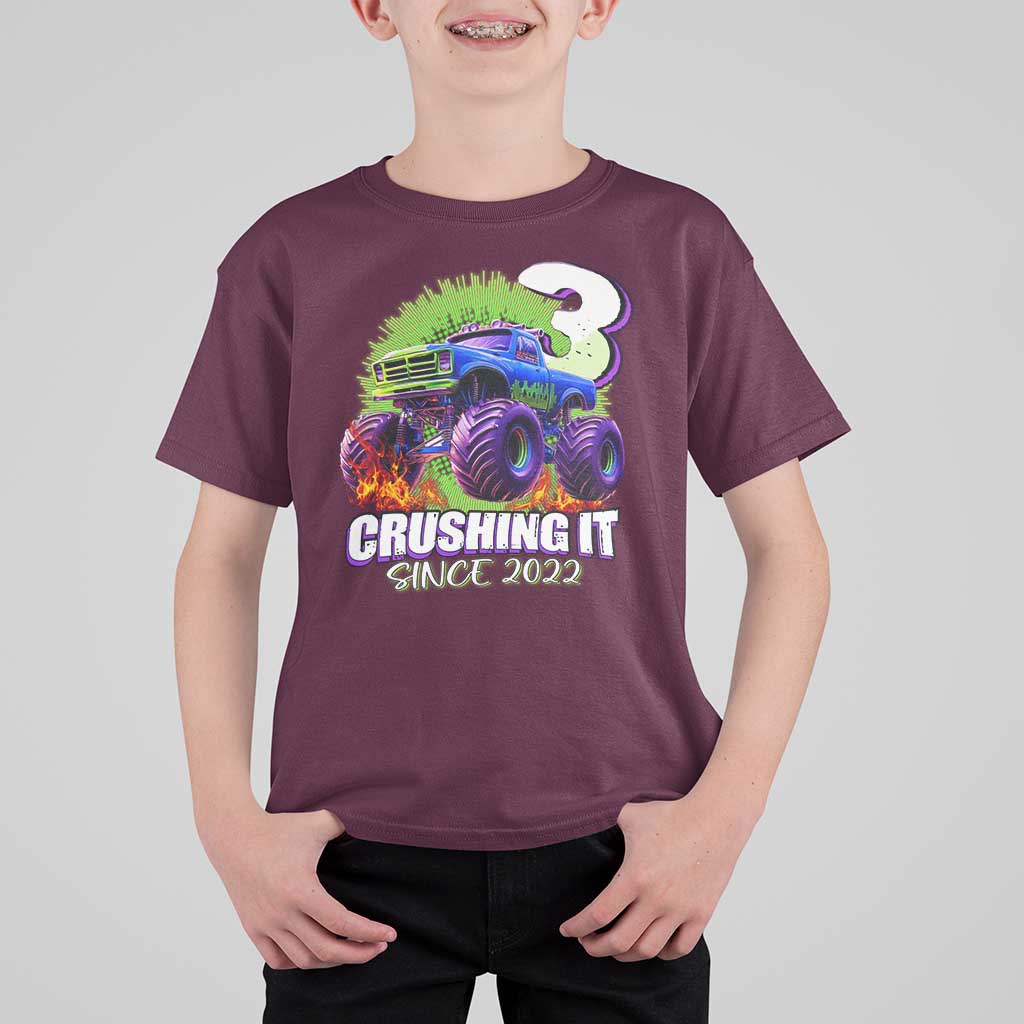 Monster Truck Birthday T Shirt For Kid 3 Years Old Boys Happy 3rd Bday Party