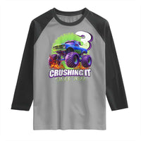 Monster Truck Birthday Raglan Shirt 3 Years Old Boys Happy 3rd Bday Party