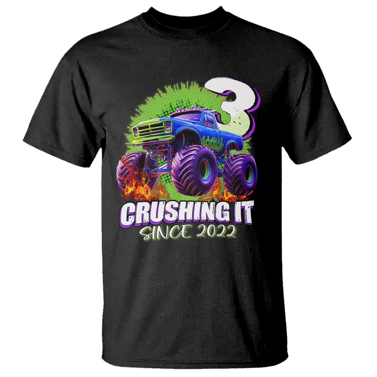 Monster Truck Birthday T Shirt 3 Years Old Boys Happy 3rd Bday Party