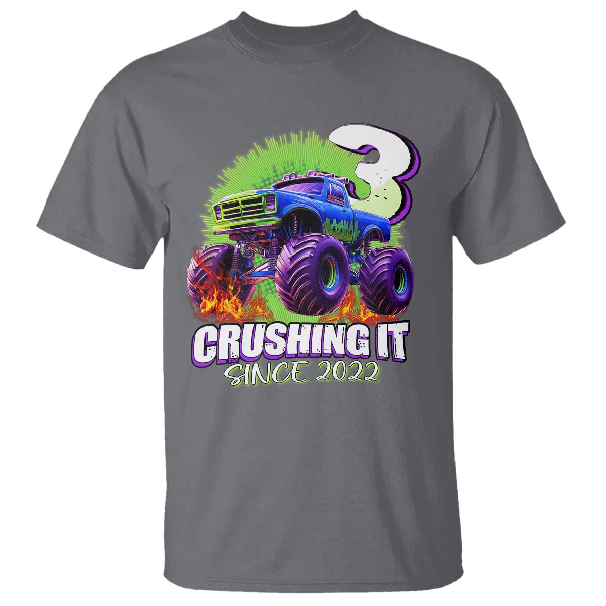 Monster Truck Birthday T Shirt 3 Years Old Boys Happy 3rd Bday Party