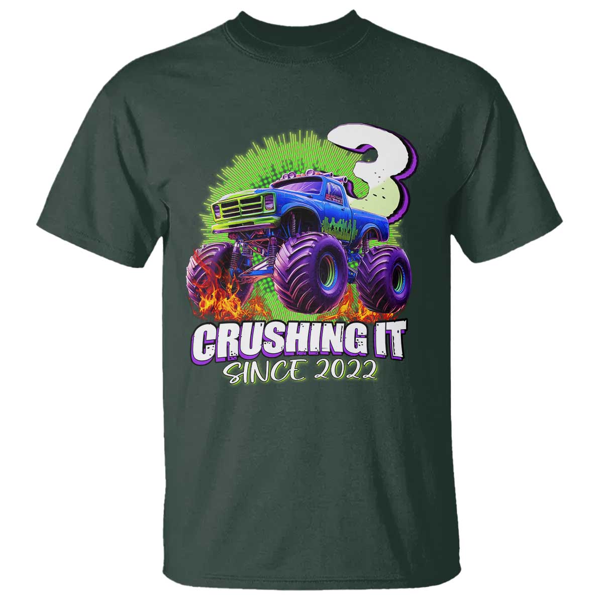 Monster Truck Birthday T Shirt 3 Years Old Boys Happy 3rd Bday Party
