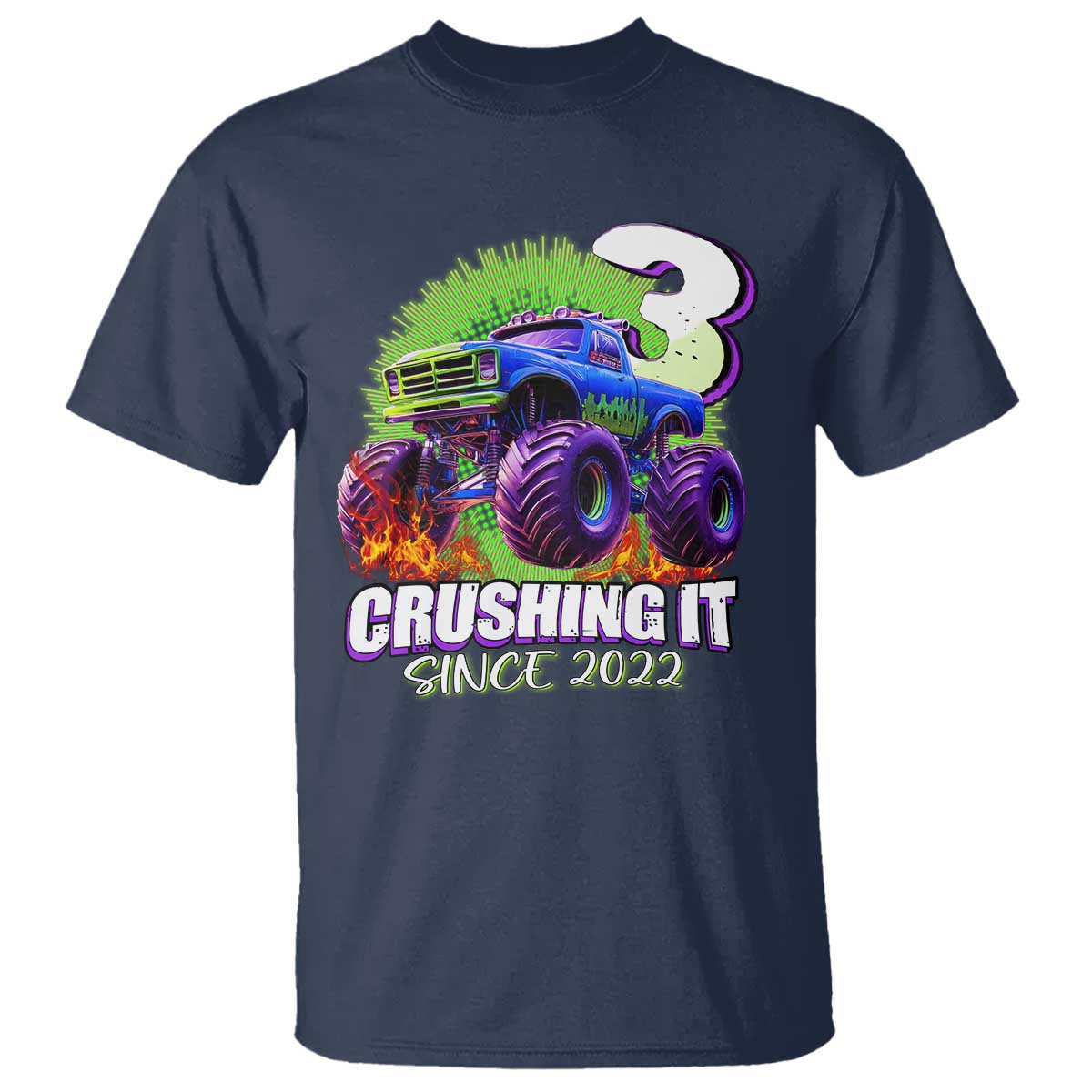 Monster Truck Birthday T Shirt 3 Years Old Boys Happy 3rd Bday Party