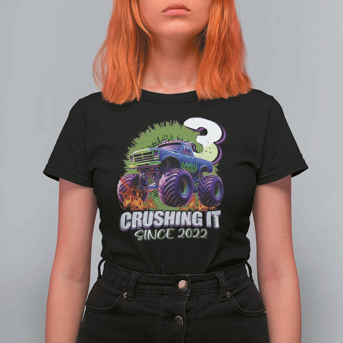 Monster Truck Birthday T Shirt For Women 3 Years Old Boys Happy 3rd Bday Party