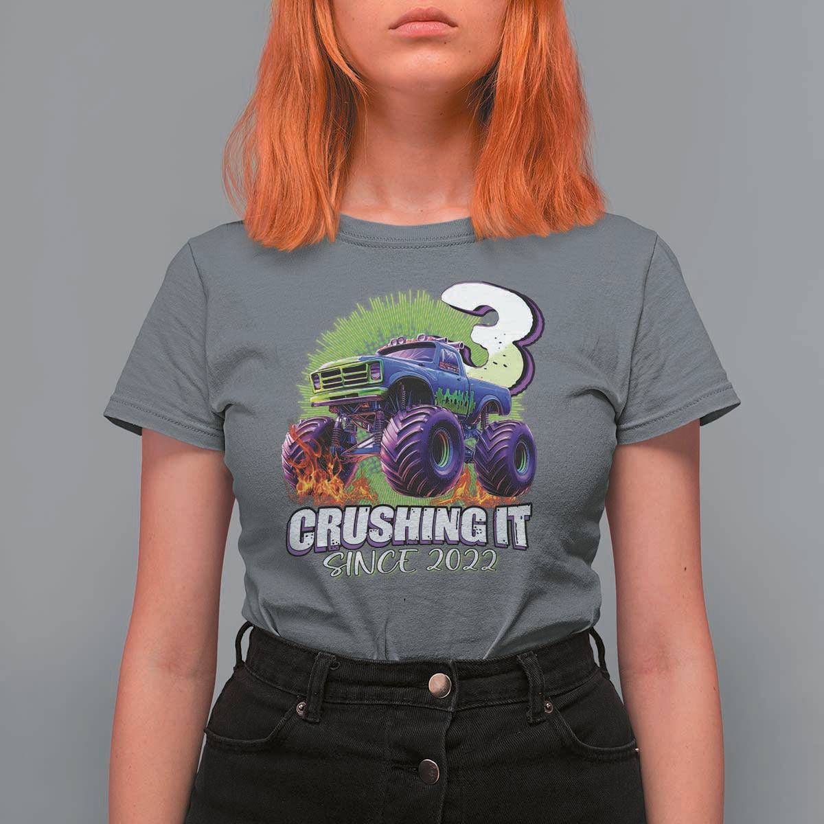 Monster Truck Birthday T Shirt For Women 3 Years Old Boys Happy 3rd Bday Party