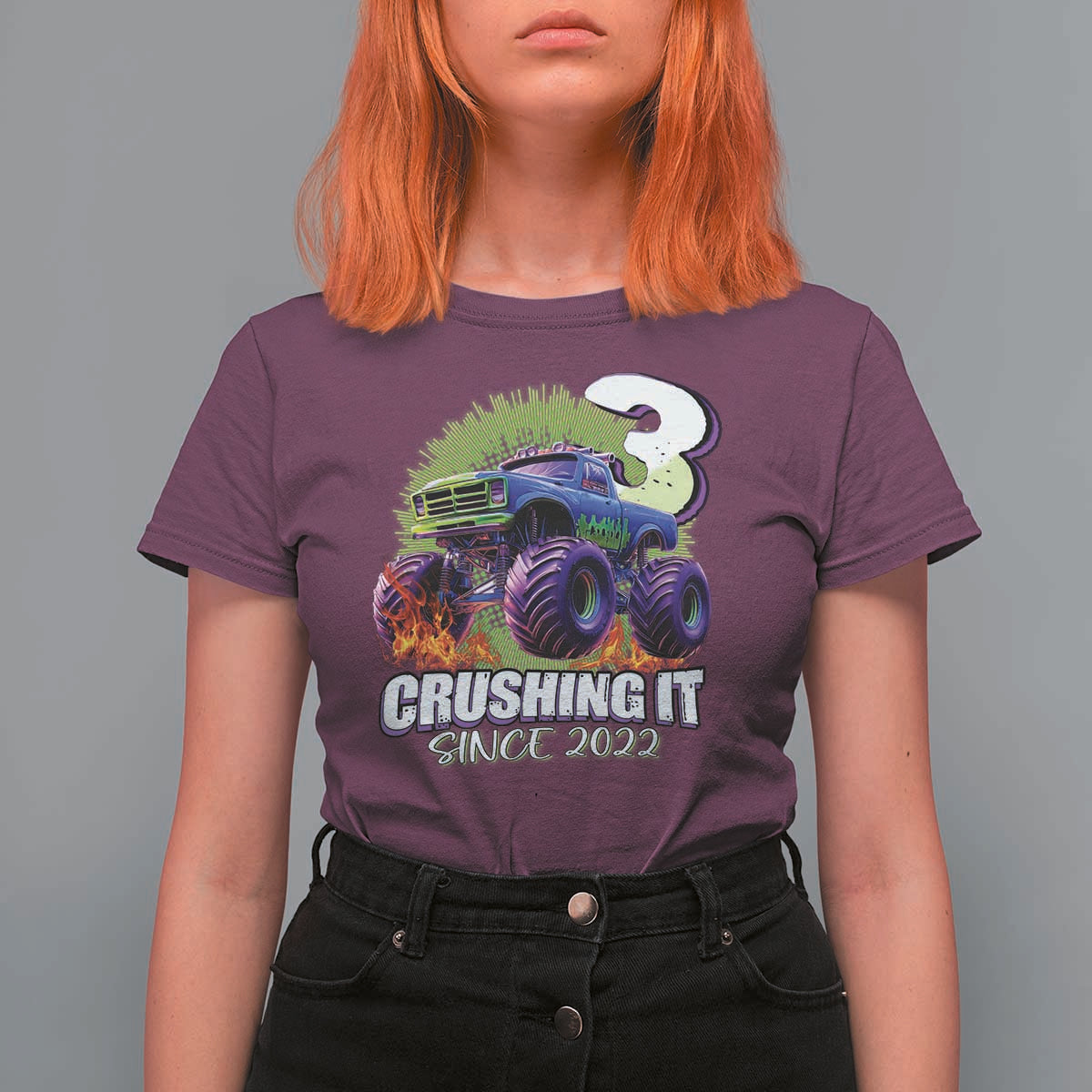 Monster Truck Birthday T Shirt For Women 3 Years Old Boys Happy 3rd Bday Party