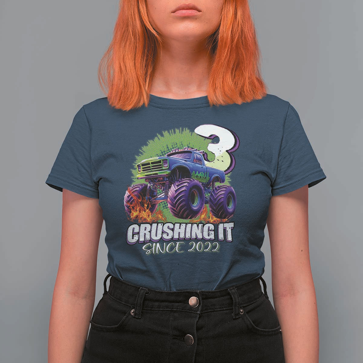 Monster Truck Birthday T Shirt For Women 3 Years Old Boys Happy 3rd Bday Party