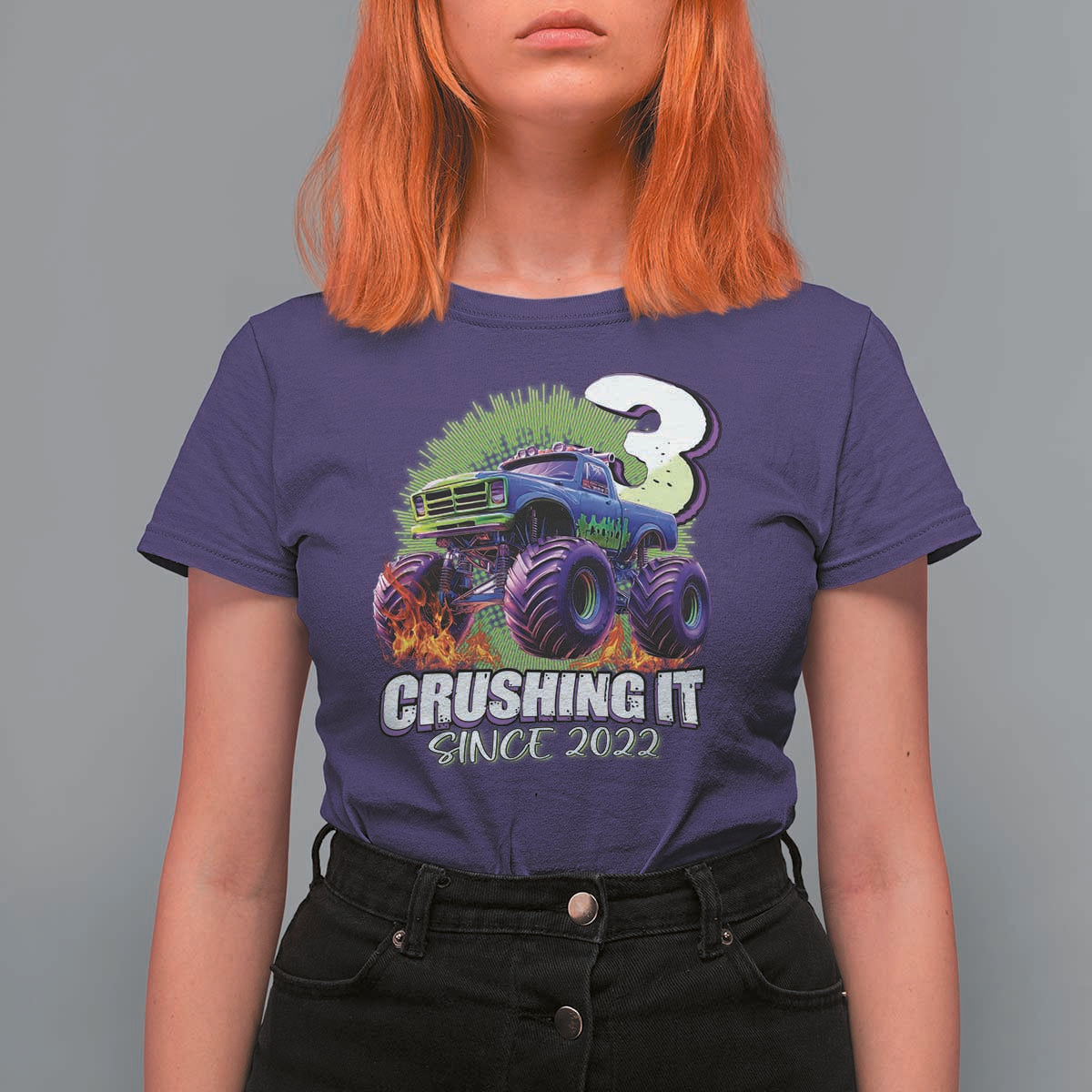Monster Truck Birthday T Shirt For Women 3 Years Old Boys Happy 3rd Bday Party