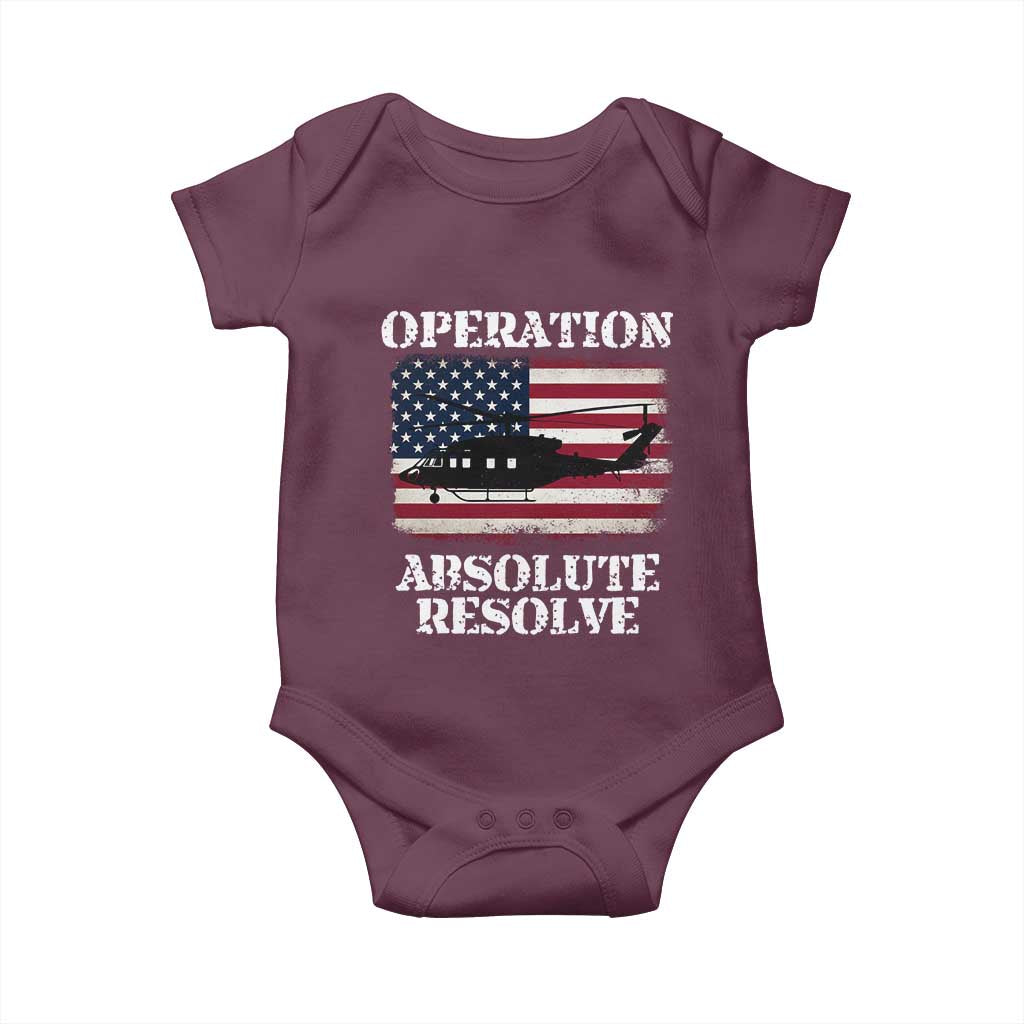Operation Absolute Resolve Baby Onesie US Military Extraction Mission American Flag - Wonder Print Shop